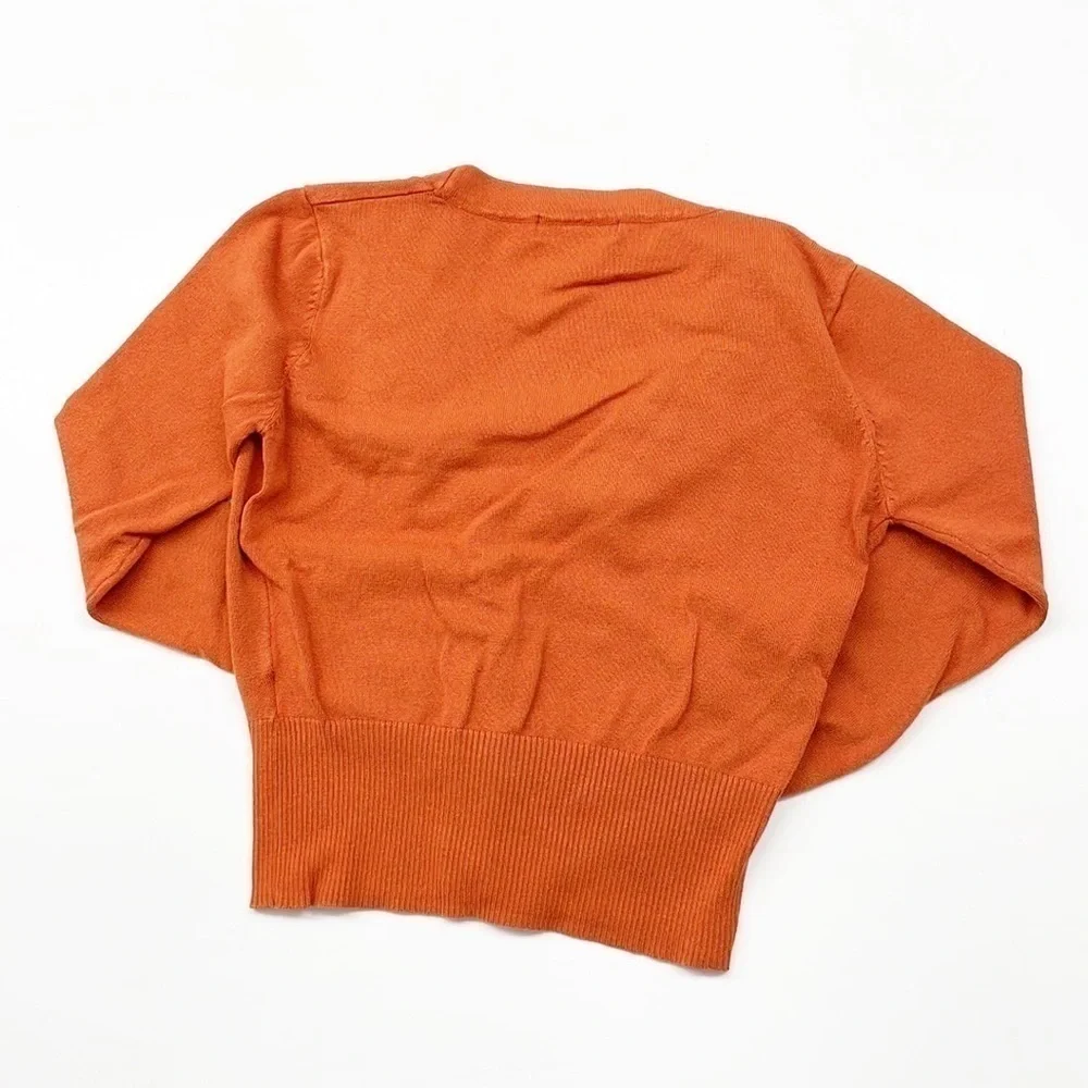 Naranka orange floral knit button down cardigan